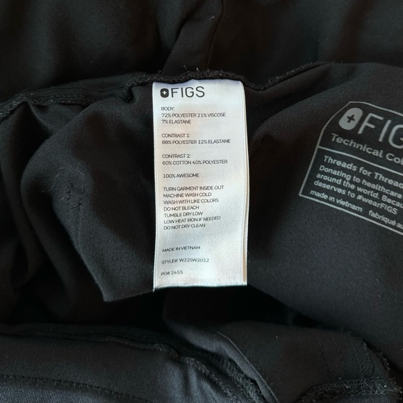 FIGS Women's Black Zamora™ High Waisted 2.0 - Jogger Scrub Pants Small Black - Picture 6 of 6